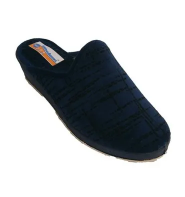 Zapatillas abiertas atrás con cuña con trazos en negro Soca en azul marino