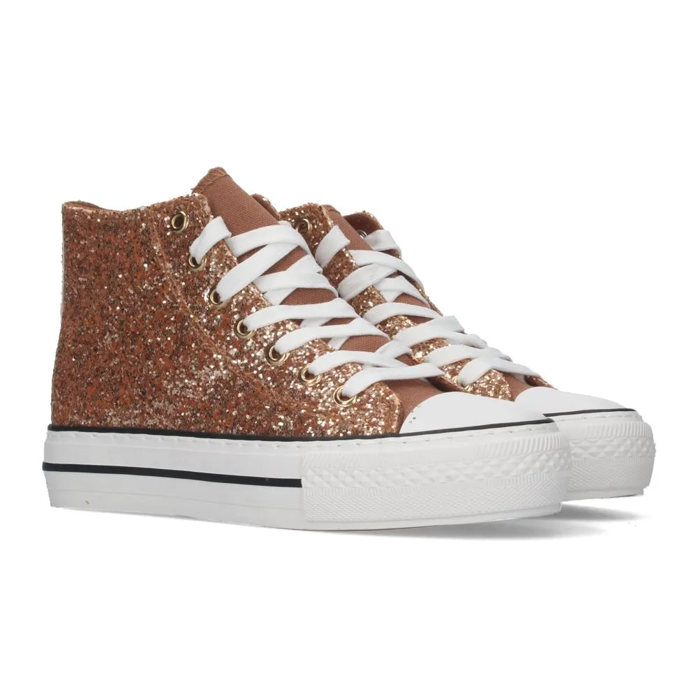 Zapatillas Abotinadas Estilo Tenis y Planas con Diseño de Lentejuelas y Cierre de Cordones Perfectas