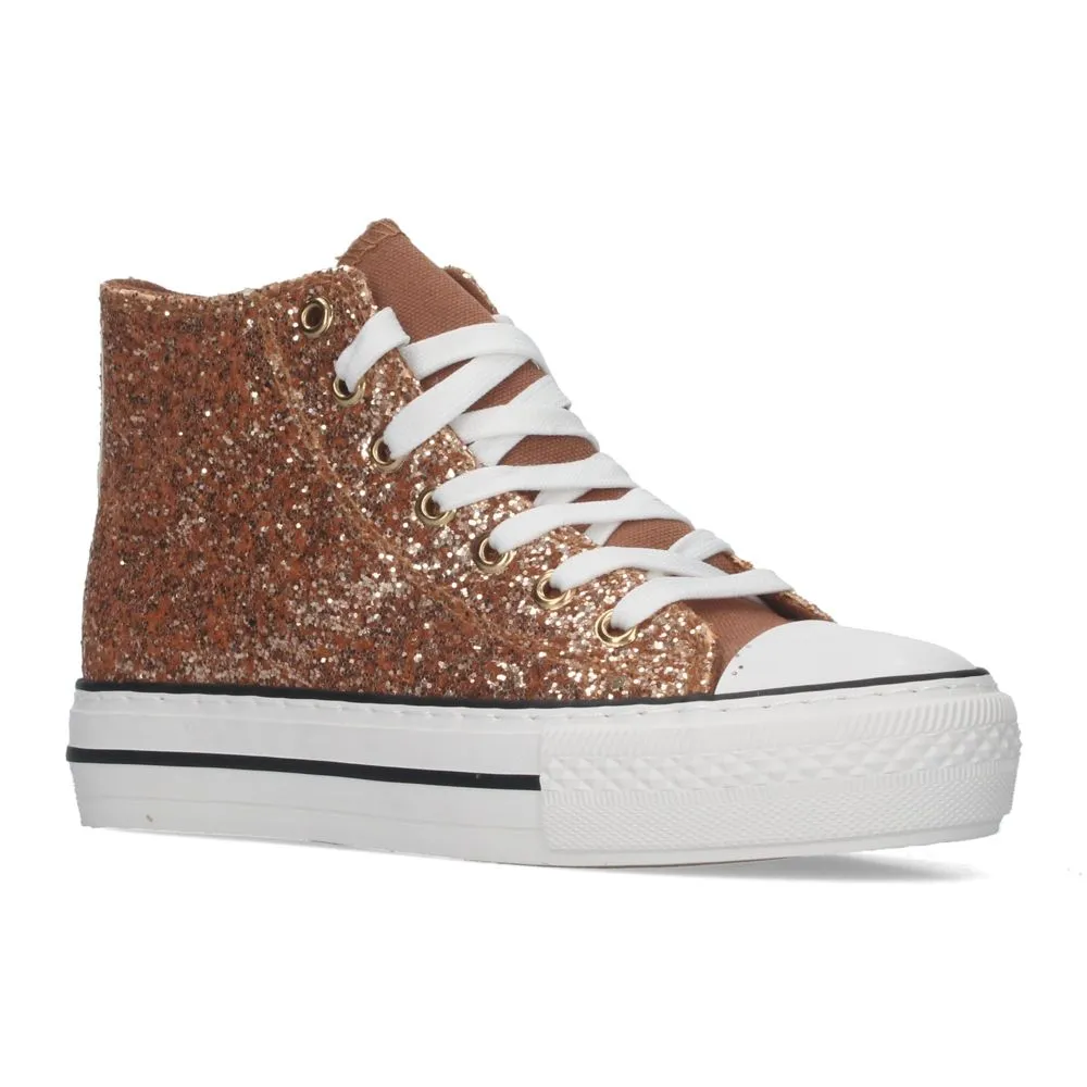 Zapatillas Abotinadas Estilo Tenis y Planas con Diseño de Lentejuelas y Cierre de Cordones Perfectas