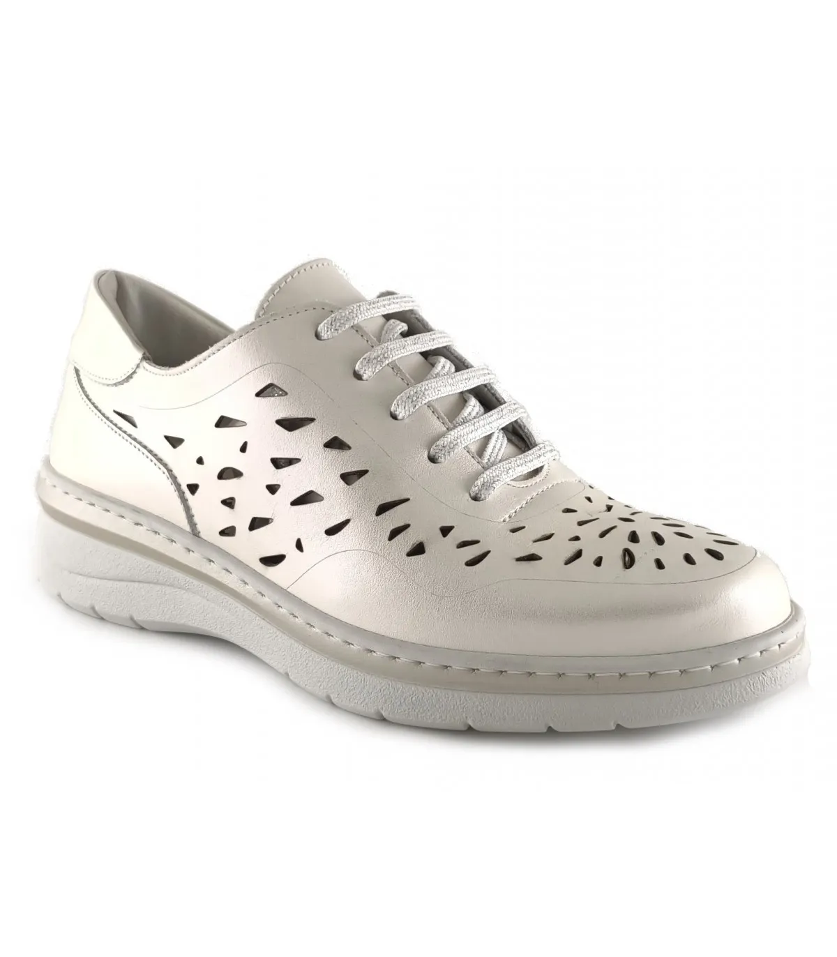 Zapato de cordones color blanco roto