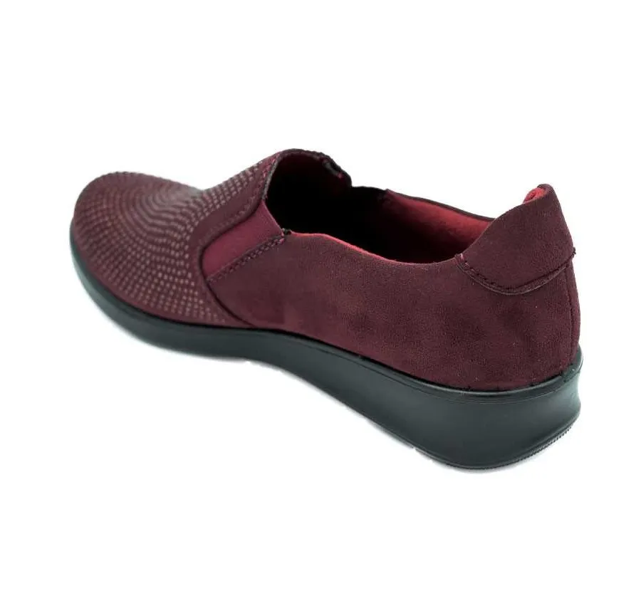 ZAPATO ELÁSTICOS MUJER MUY CÓMODO Y LIGERO BURDEOS CON BRILLANTITOS
