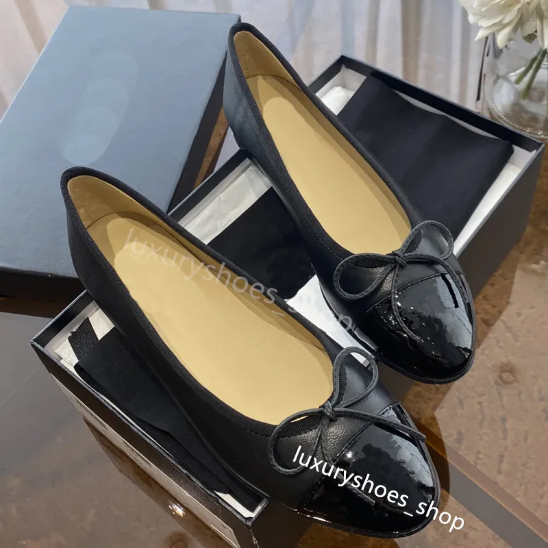 Zapatos de vestir Paris Women Ballet Flats Zapatos de cuero genuino diseñadores de primavera de primavera Toe Ballerina Flats ta