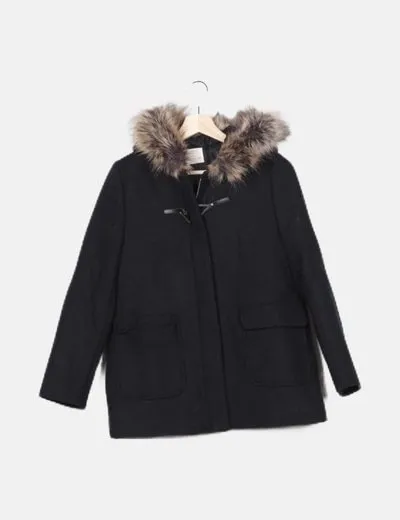 Zara Abrigo azul marino básico