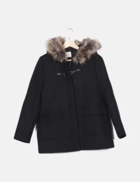Zara Abrigo azul marino básico