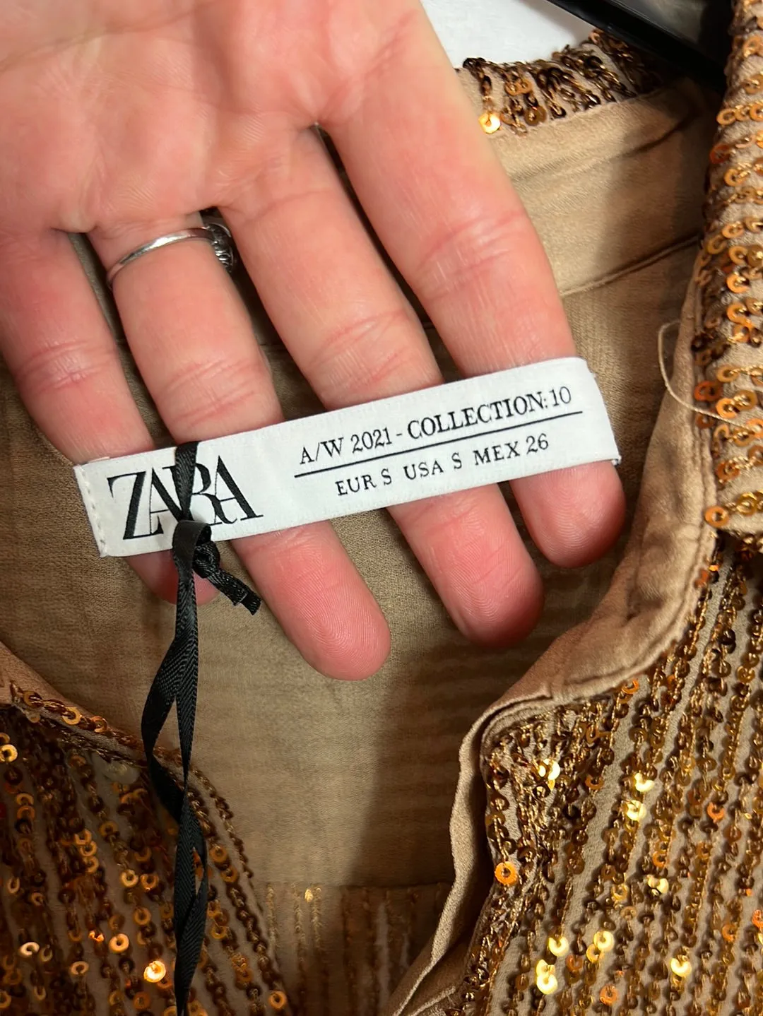 ZARA. Camisa lentejuelas mini. T S