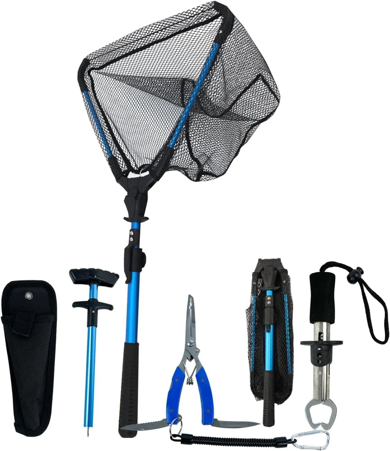 ZenMaarket Red de pesca flotante telescópica plegable con agarre de 17 cm y agarrador de labios de pesca  equipo de pesca  acces