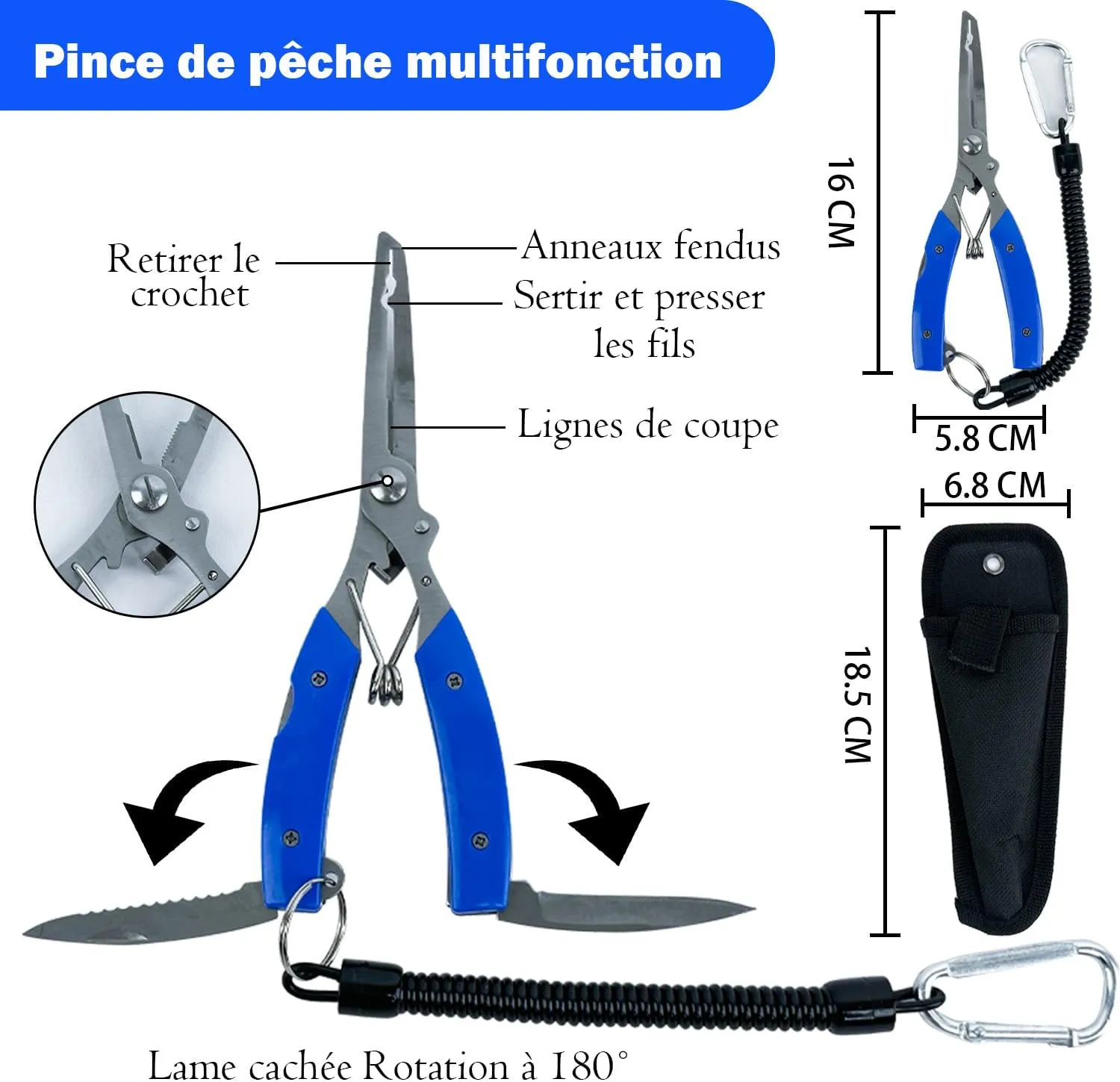 ZenMaarket Red de pesca flotante telescópica plegable con agarre de 17 cm y agarrador de labios de pesca  equipo de pesca  acces