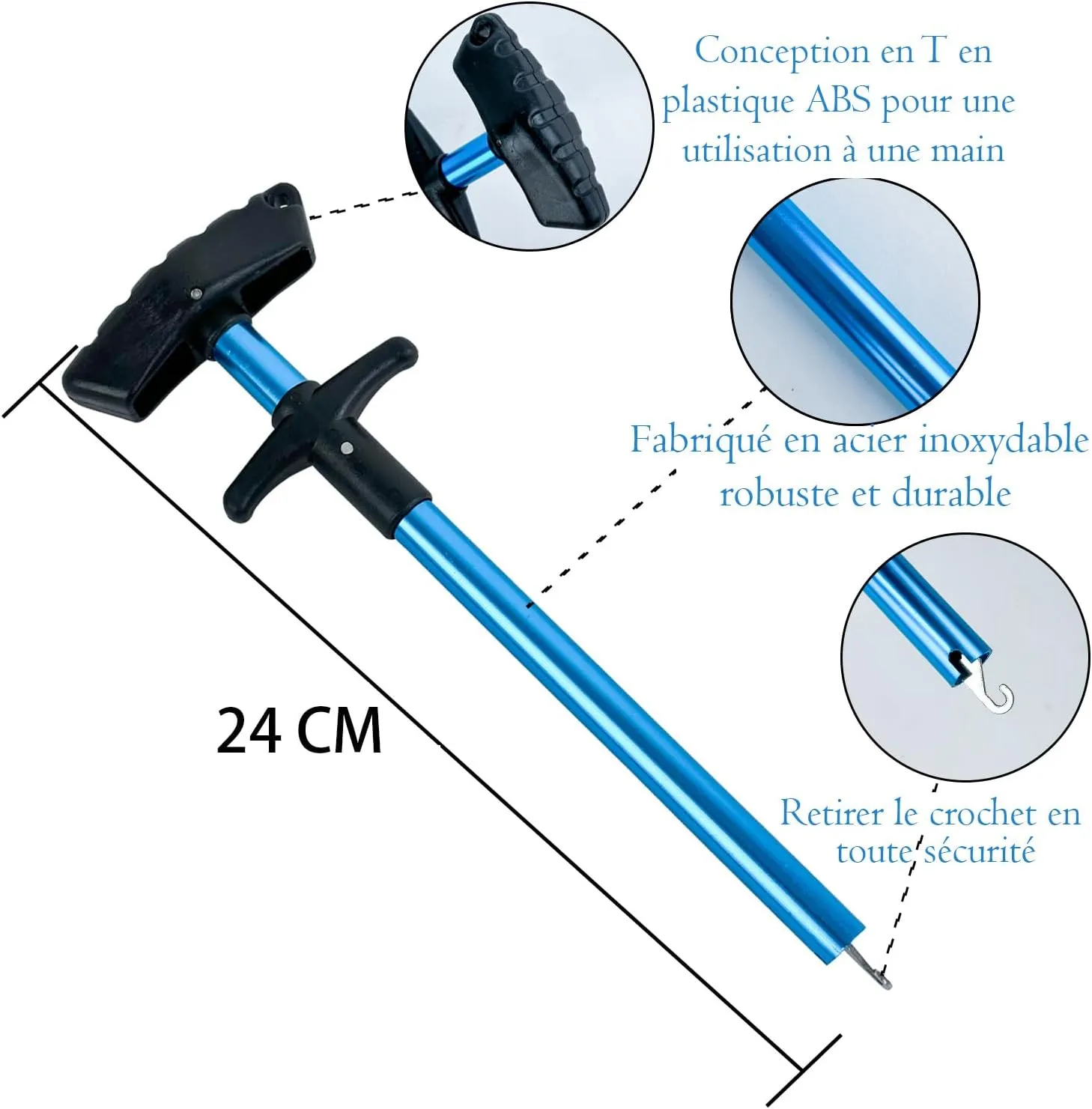 ZenMaarket Red de pesca flotante telescópica plegable con agarre de 17 cm y agarrador de labios de pesca  equipo de pesca  acces