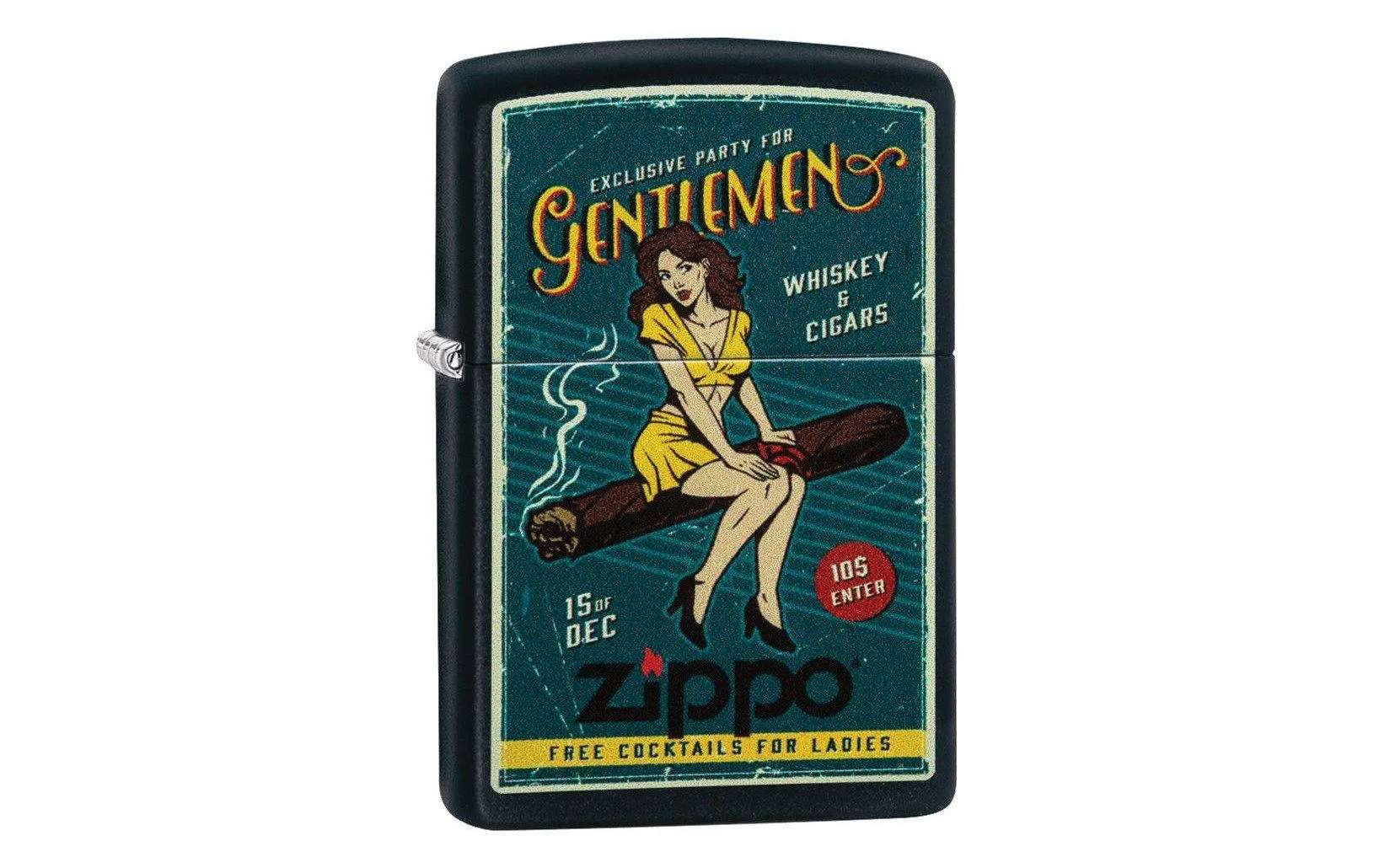 ZIPPO CIGAR GIRL DESIGN MATTE BLACK 218076647, MECHERO